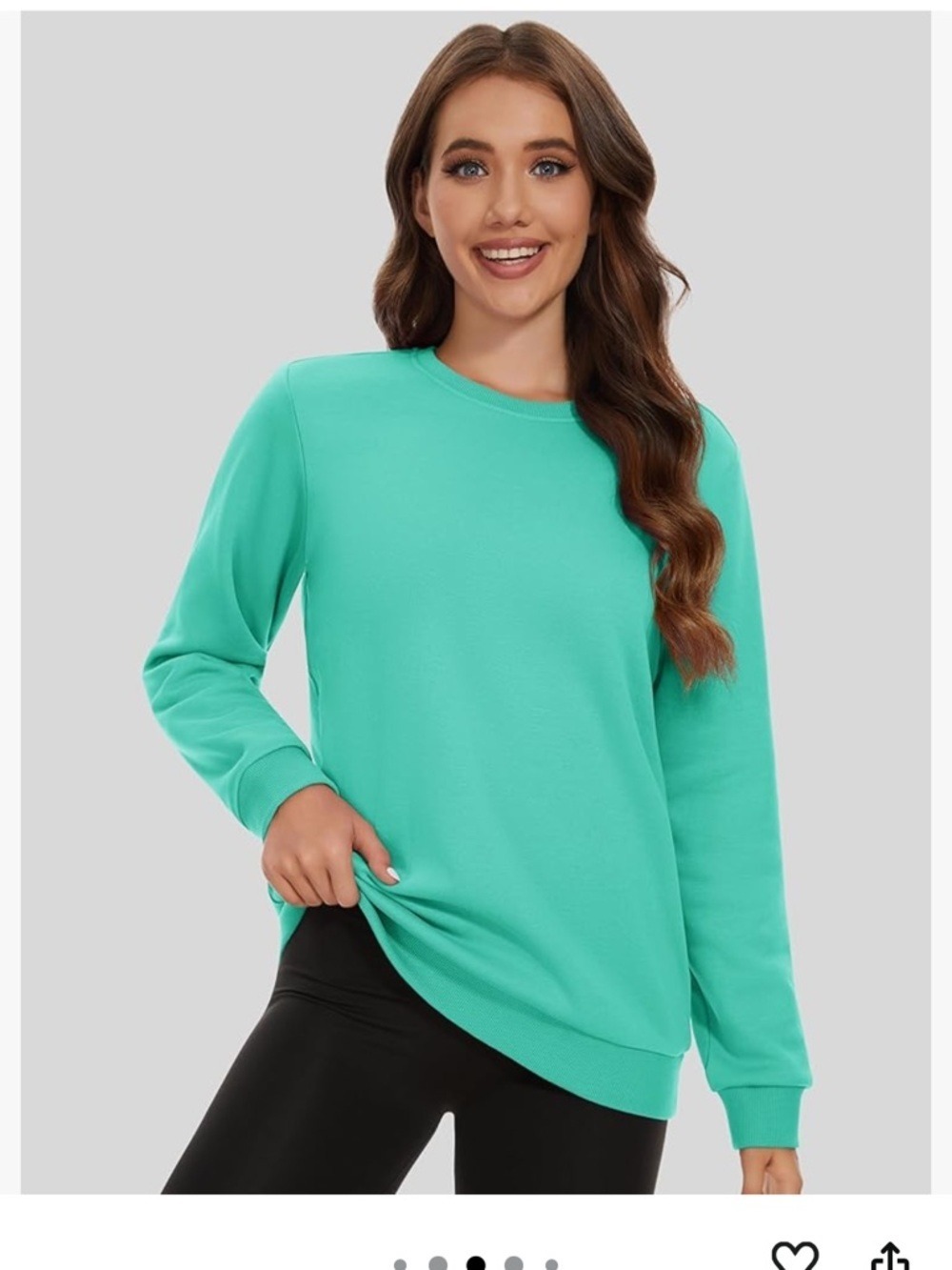 MAGCOMSEN Fleece Lined Sweatshirt Women's XXL Mint Green Crewneck Pullover - Picture 5 of 10